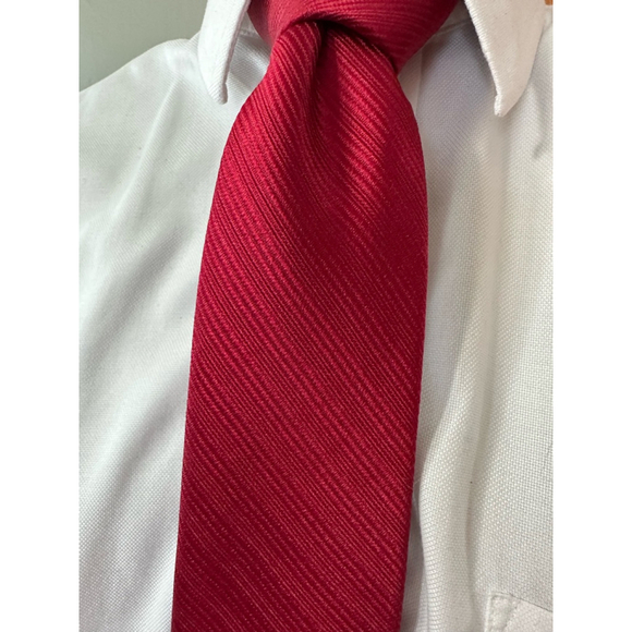 ENRO Mens Silk Blend Red Diagonal Stripe Necktie - Picture 2 of 3